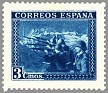 Spain 1938 Army 3 CTS Blue Edifil 849C. España 849c. Uploaded by susofe